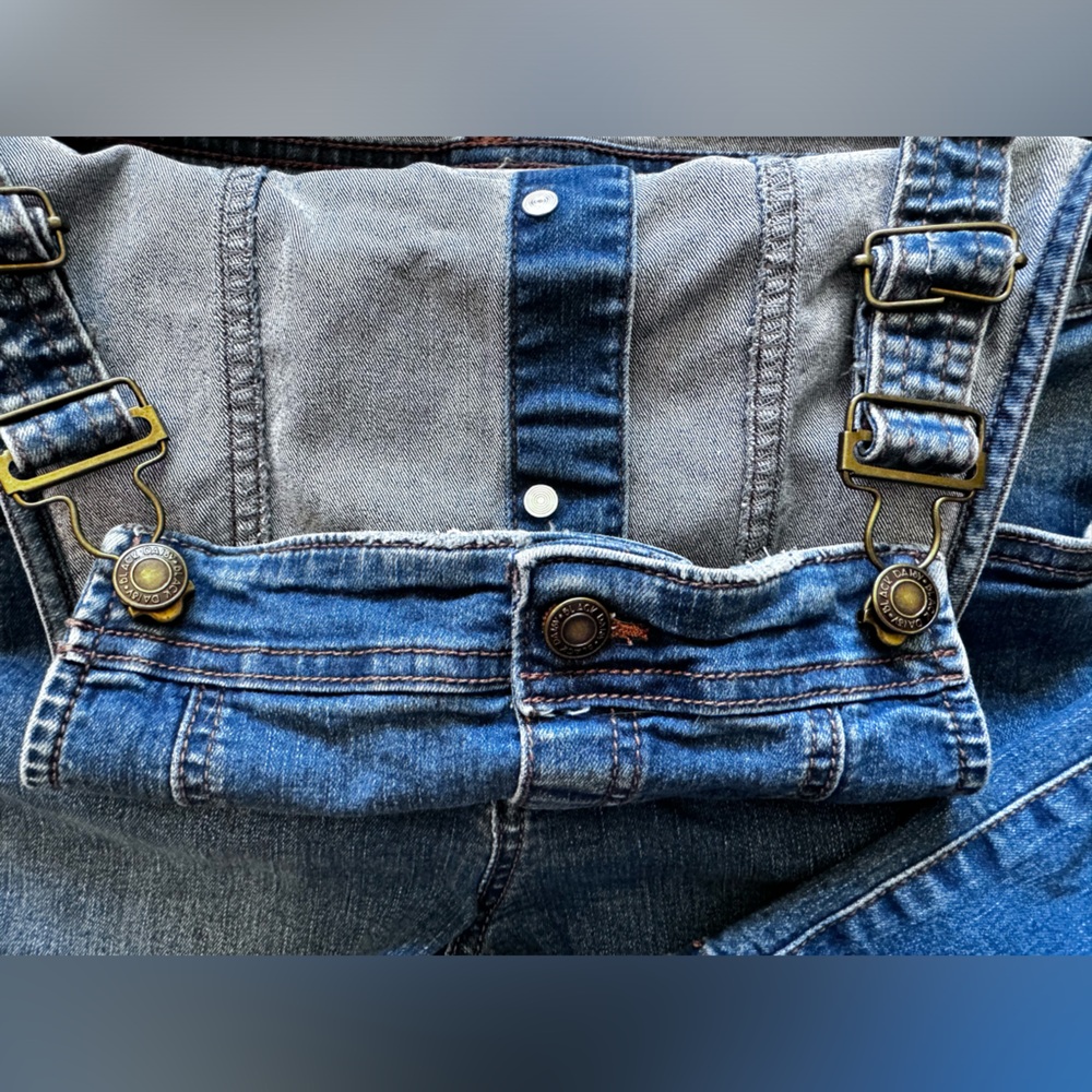 BLACK DAISY Junior Regular Blue Denim Overalls Size S Adjustable Straps Pockets - Picture 8 of 13